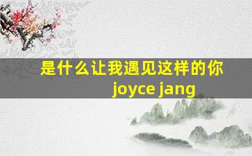 是什么让我遇见这样的你 joyce jang